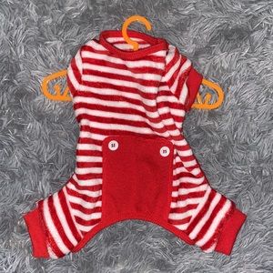 Red and white stripped doggy pajamas